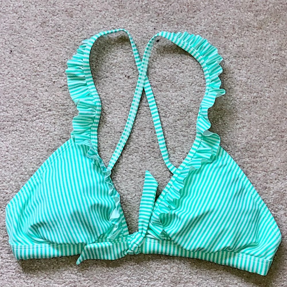 Xhilaration Ruffled Striped Cross Back Bikini Top
